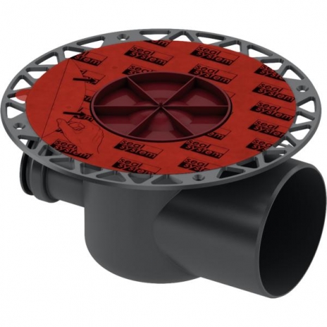 TECEdrainpoint S trapas DN 100, horizontalus, su „Seal System“ universaliu flanšu