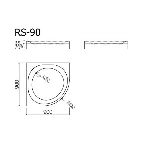 Akmens masės pusapvalis dušo padėklas VISPOOL RS-90 (r550)