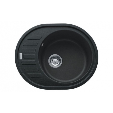Akmens masės plautuvė Franke Ronda ROG 611-62, užkemšamas ventilis, Onyx
