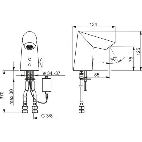 Bekontaktis praustuvo maišytuvas OPTIMA maitinamas 6V baterija, Bluetooth