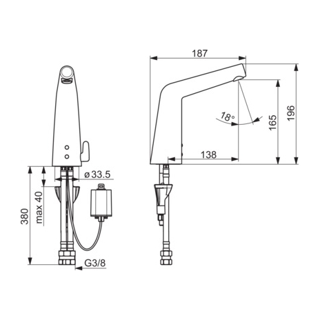 Bekontaktis praustuvo maišytuvas INSPERA maitinamas 6V baterija, Bluetooth