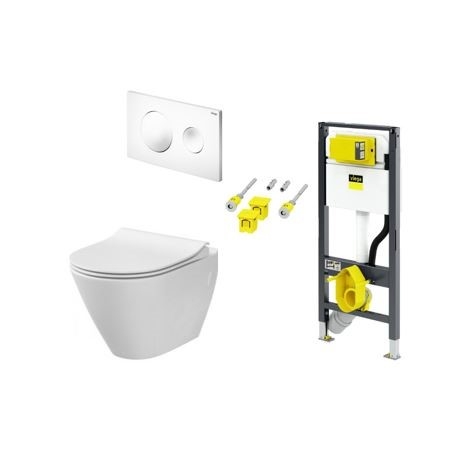 WC rėmo komplektas VIEGA, Prevista su City oval puodu ir baltu mygtuku