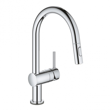 Grohe Minta touch elektroninis plautuvės maišytuvas, C formos ištraukiamas snapas, chromas