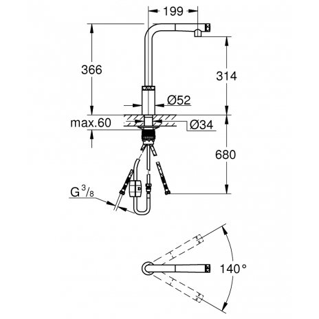Plautuvės maišytuvas Grohe Minta Smartcontrol, grafito
