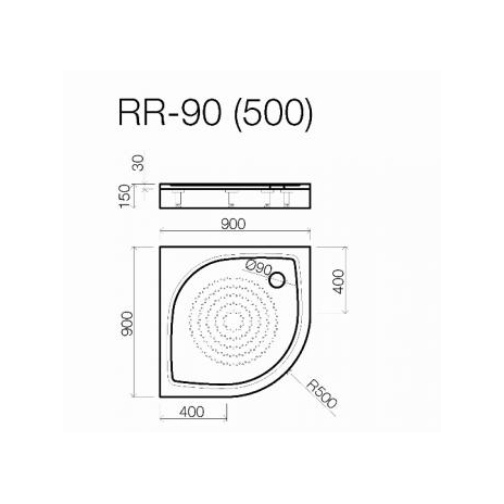 Akmens masės dušo padėklas Vispool, RR-90 (R500)