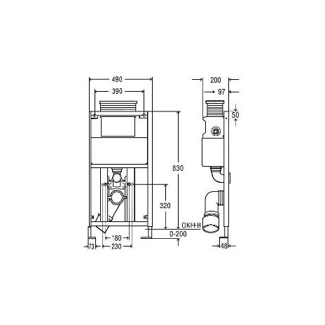 WC rėmas VIEGA ECO PLUS 3/6l. h 830mm, mygtukas iš viršaus