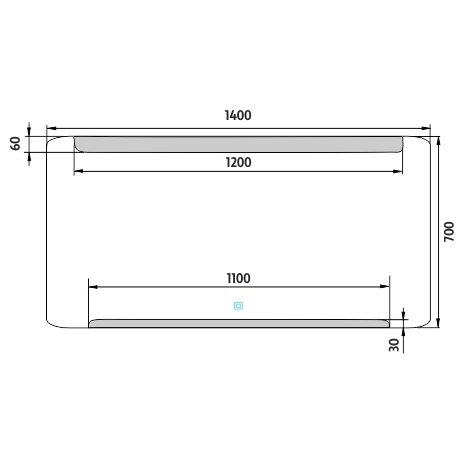 LED veidrodis 1400x700 su jutikliu