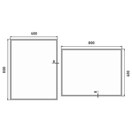 Juodasis LED veidrodis 600x800