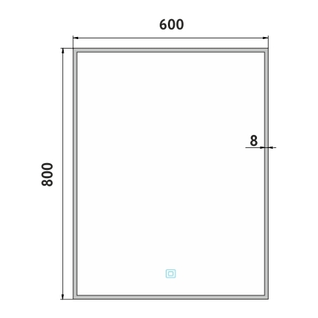 Juodasis LED veidrodis 600x800 su jutikliu