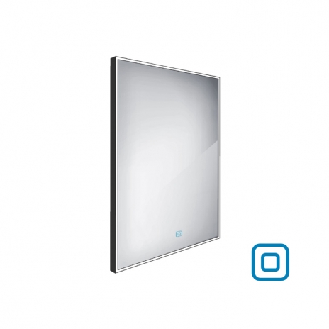 Juodasis LED veidrodis 600x800 su jutikliu
