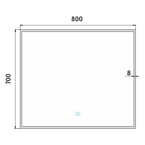 Juodasis LED veidrodis 800x700 su jutikliu