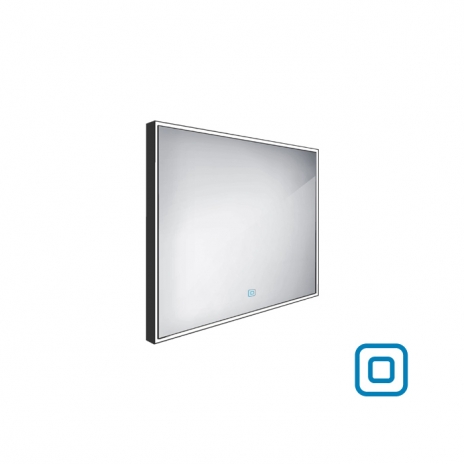 Juodasis LED veidrodis 800x700 su jutikliu
