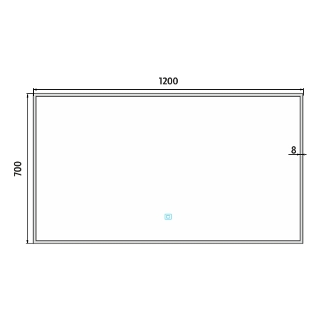 Juodasis LED veidrodis 1200x700 su jutikliu