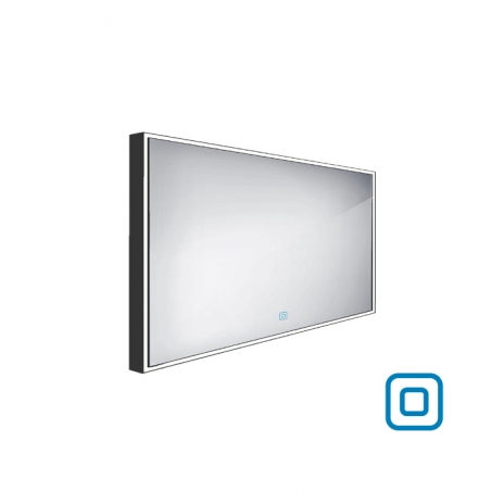 Juodasis LED veidrodis 1200x700 su jutikliu