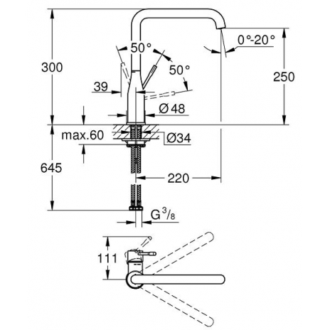 Plautuvės maišytuvas Grohe Essence, brushed hard graphite spalva