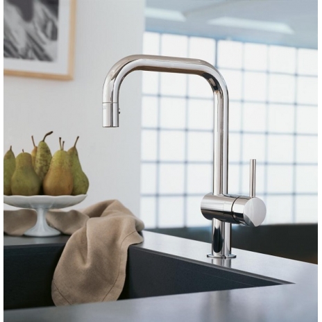 Grohe plautuvės maišytuvas Minta, L- formos snapas, chromas