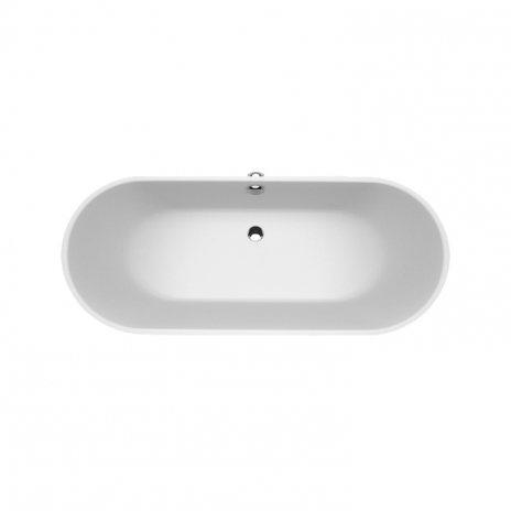 Akmens masės vonia SELENE 1595x640x610 mm, balta, išorė juoda RAL9005 su pop-up sifonu