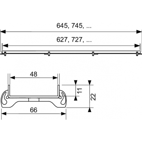 TECEdrainline dušo latako grotelės plytelei įklijuoti "plate", tiesios, ilgis 70 cm