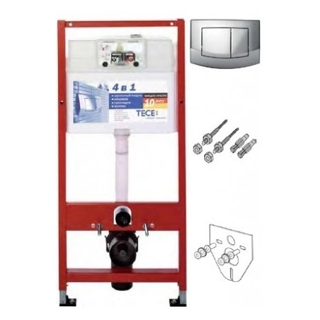 WC modulis "TECEbase" 4in1 klavišas AMBIA chrom., tvirtinimai, izol. tarpinė
