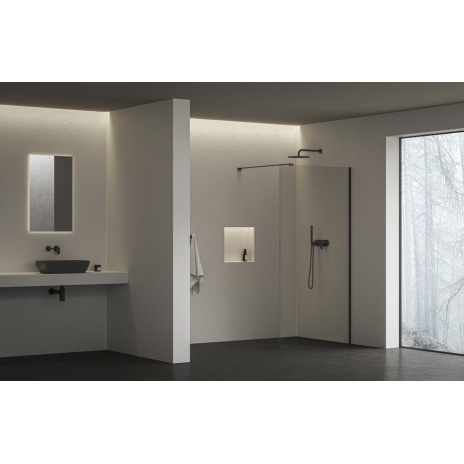 Dušo kabina Walk-In Air Wall, 90, Walk-In Air Wall 90 juodas+Transparent